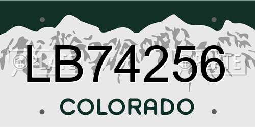 LB74256 Colorado License Plate