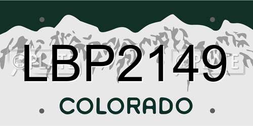 LBP2149 Colorado License Plate