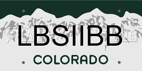 LBSIIBB Colorado License Plate