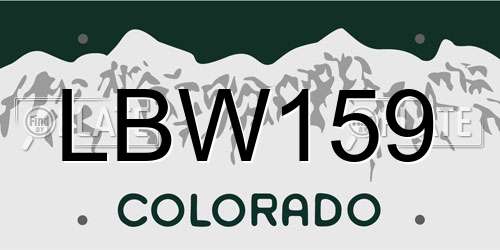 LBW159 Colorado License Plate