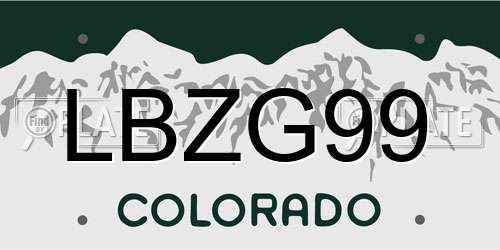 LBZG99 Colorado License Plate