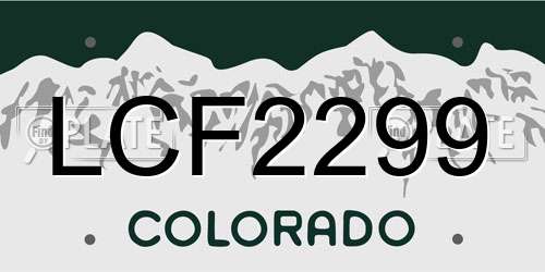 LCF2299 Colorado License Plate
