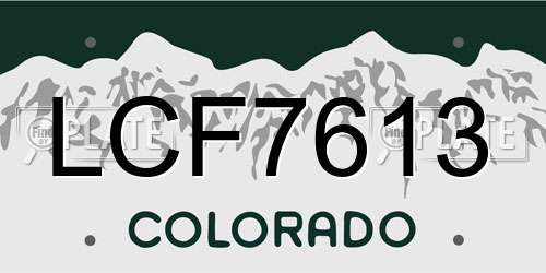 LCF7613 Colorado License Plate