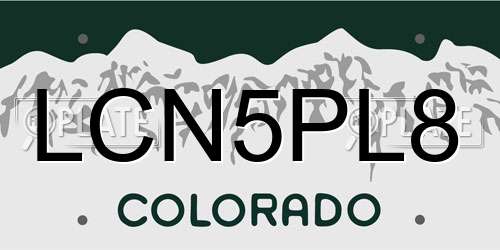 LCN5PL8 Colorado License Plate