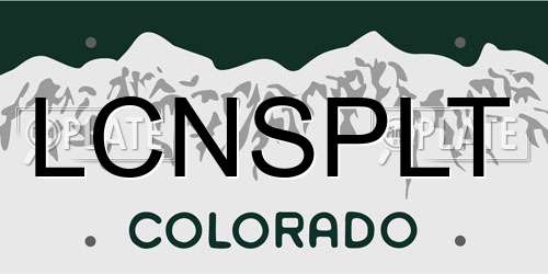 LCNSPLT Colorado License Plate