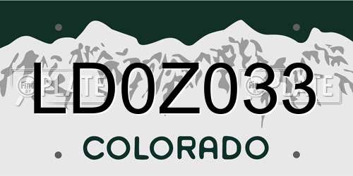 LD0Z033 Colorado License Plate