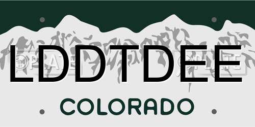 LDDTDEE Colorado License Plate