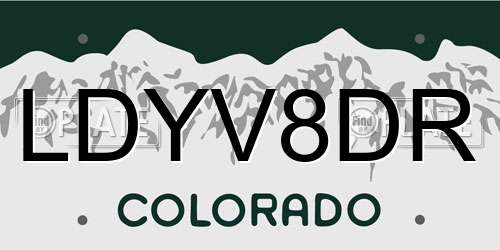 LDYV8DR Colorado License Plate
