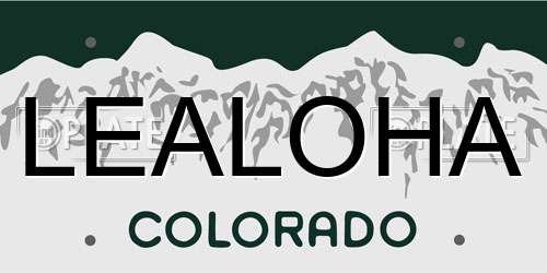 LEALOHA Colorado License Plate