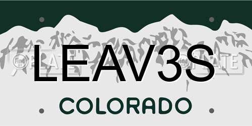 LEAV3S Colorado License Plate