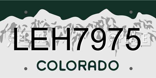 LEH7975 Colorado License Plate