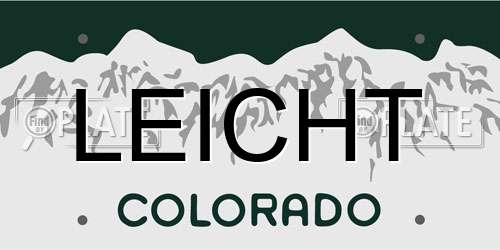 LEICHT Colorado License Plate