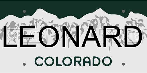 LEONARD Colorado License Plate