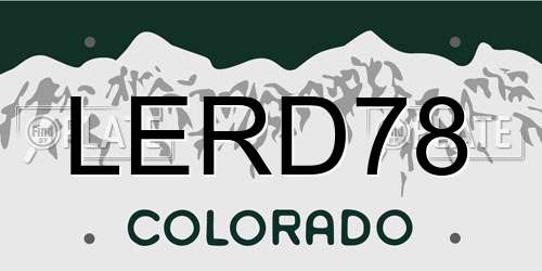 LERD78 Colorado License Plate