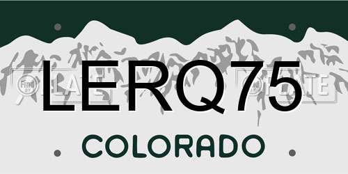 LERQ75 Colorado License Plate