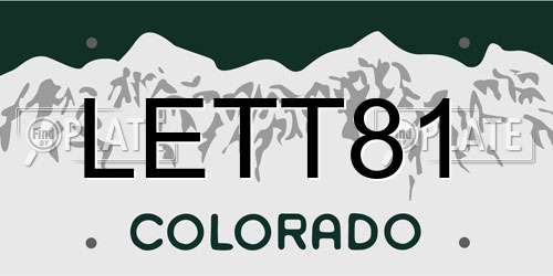 LETT81 Colorado License Plate