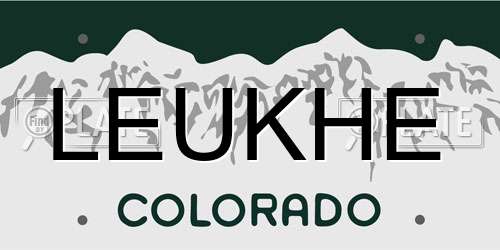 LEUKHE Colorado License Plate
