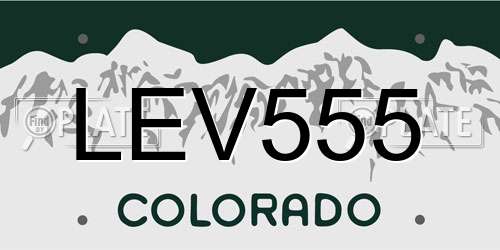 LEV555 Colorado License Plate