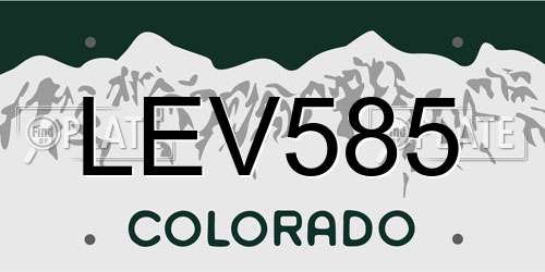 LEV585 Colorado License Plate