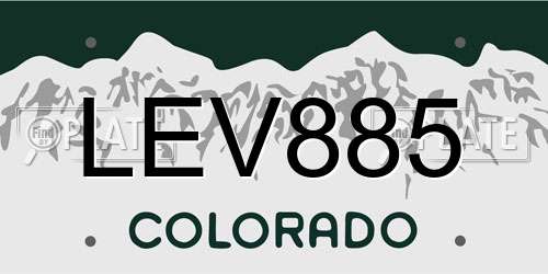 LEV885 Colorado License Plate