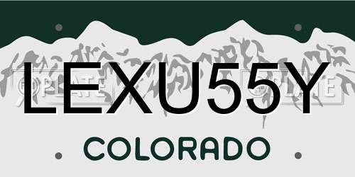 LEXU55Y Colorado License Plate