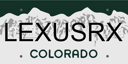LEXUSRX Colorado License Plate