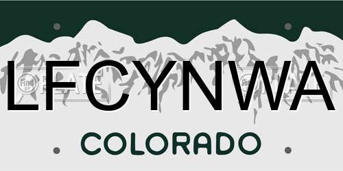 LFCYNWA Colorado License Plate