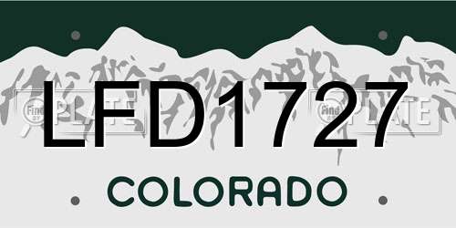 LFD1727 Colorado License Plate
