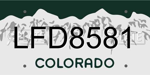 LFD8581 Colorado License Plate