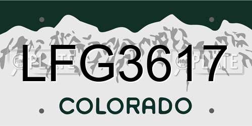 LFG3617 Colorado License Plate