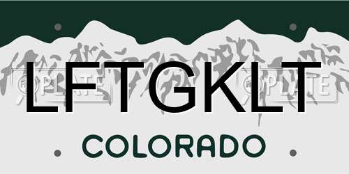 LFTGKLT Colorado License Plate