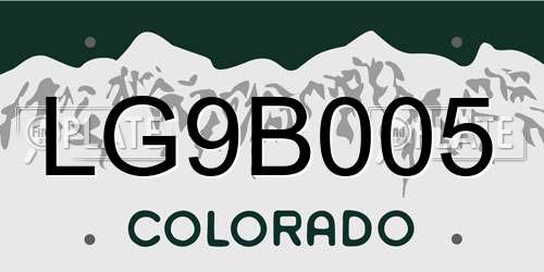 LG9B005 Colorado License Plate