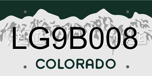 LG9B008 Colorado License Plate
