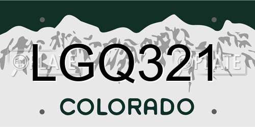 LGQ321 Colorado License Plate