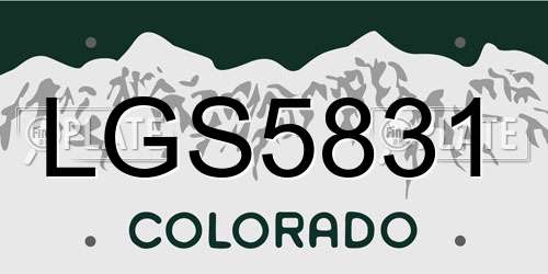 LGS5831 Colorado License Plate