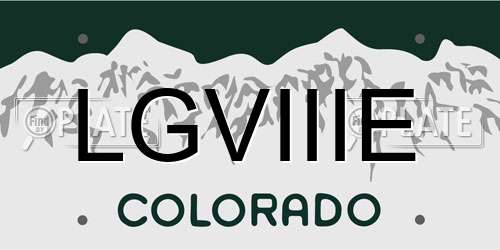 LGVIIIE Colorado License Plate