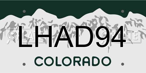 LHAD94 Colorado License Plate