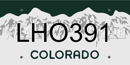 LHO391 Colorado License Plate