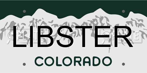 LIBSTER Colorado License Plate