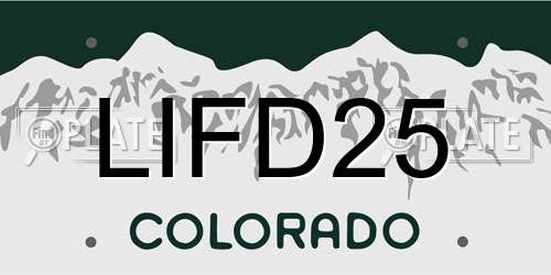 LIFD25 Colorado License Plate