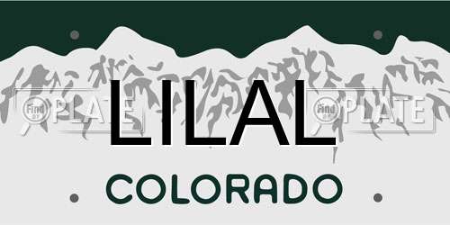 LILAL Colorado License Plate