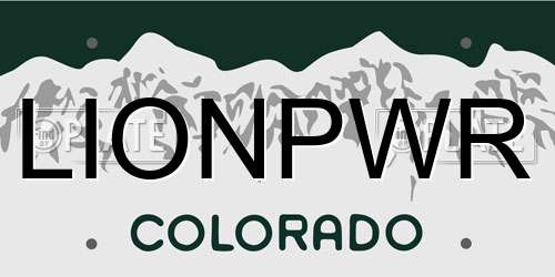 LIONPWR Colorado License Plate