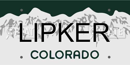 LIPKER Colorado License Plate