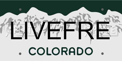 LIVEFRE Colorado License Plate