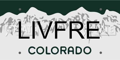 LIVFRE Colorado License Plate