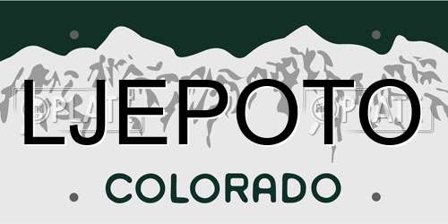 LJEPOTO Colorado License Plate