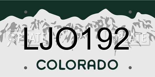 LJO192 Colorado License Plate