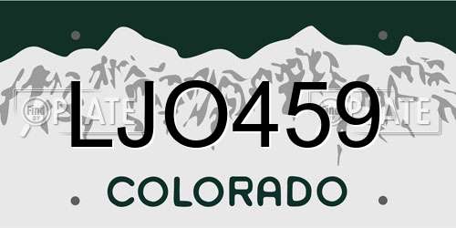 LJO459 Colorado License Plate