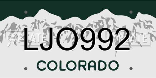 LJO992 Colorado License Plate