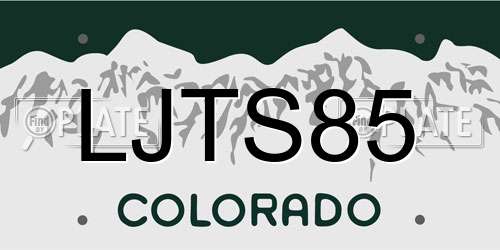 LJTS85 Colorado License Plate